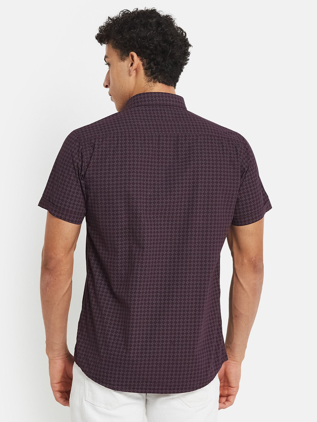 METTLE Men Geometric Printed Spread Collar Cotton Casual Shirt