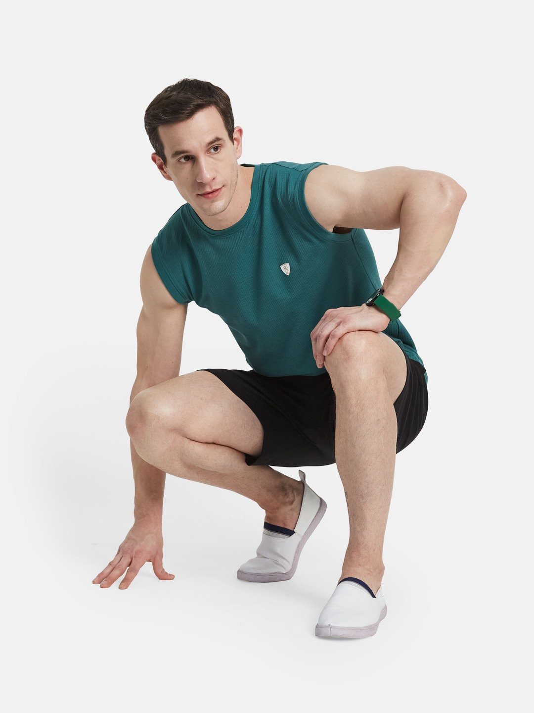 CORE ROUND NECK SHANDOW  SEER SUCKER T-SHIRT