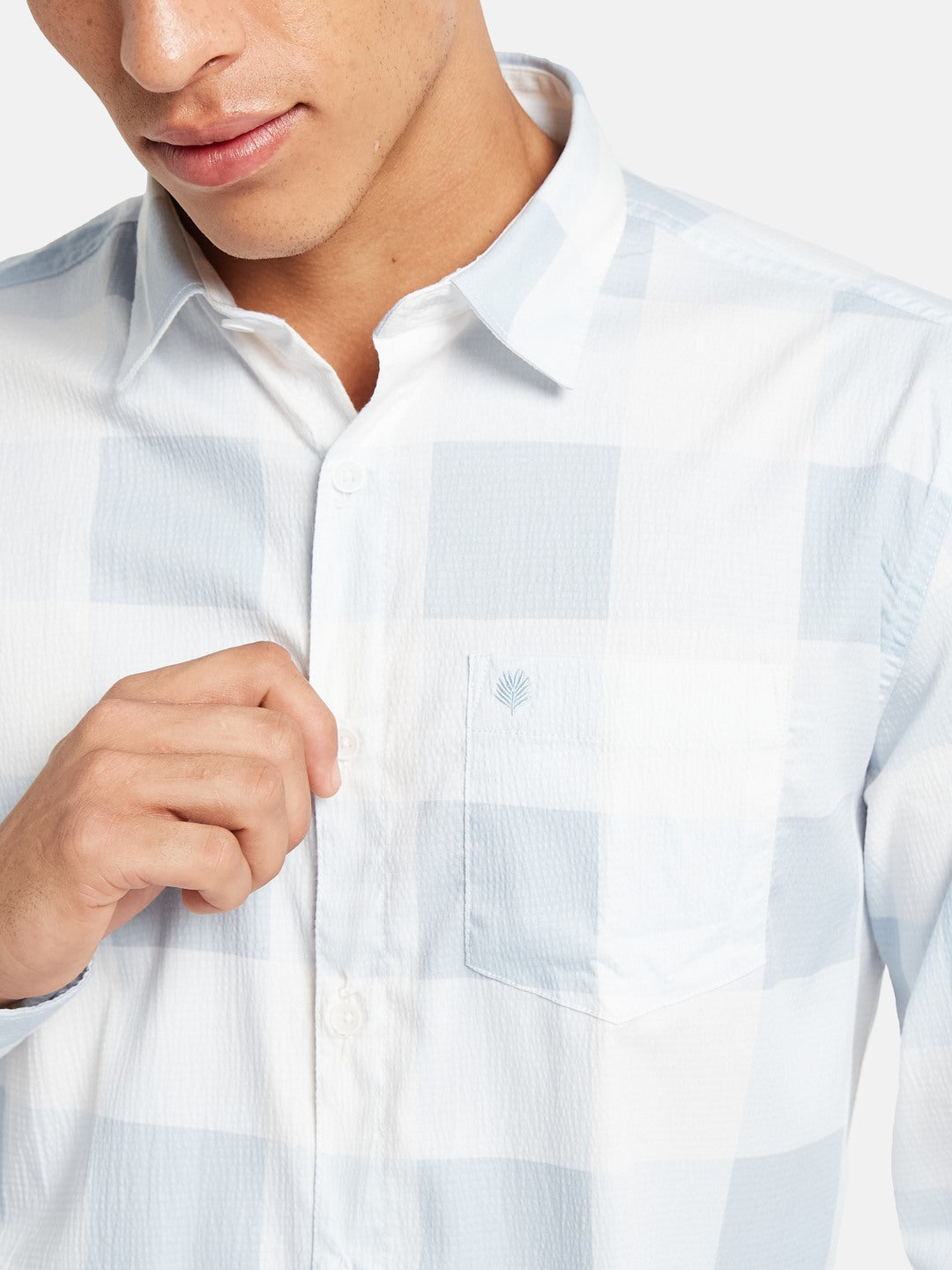 METTLE SS25 Checked Spread Collar Casual Cotton Shirt