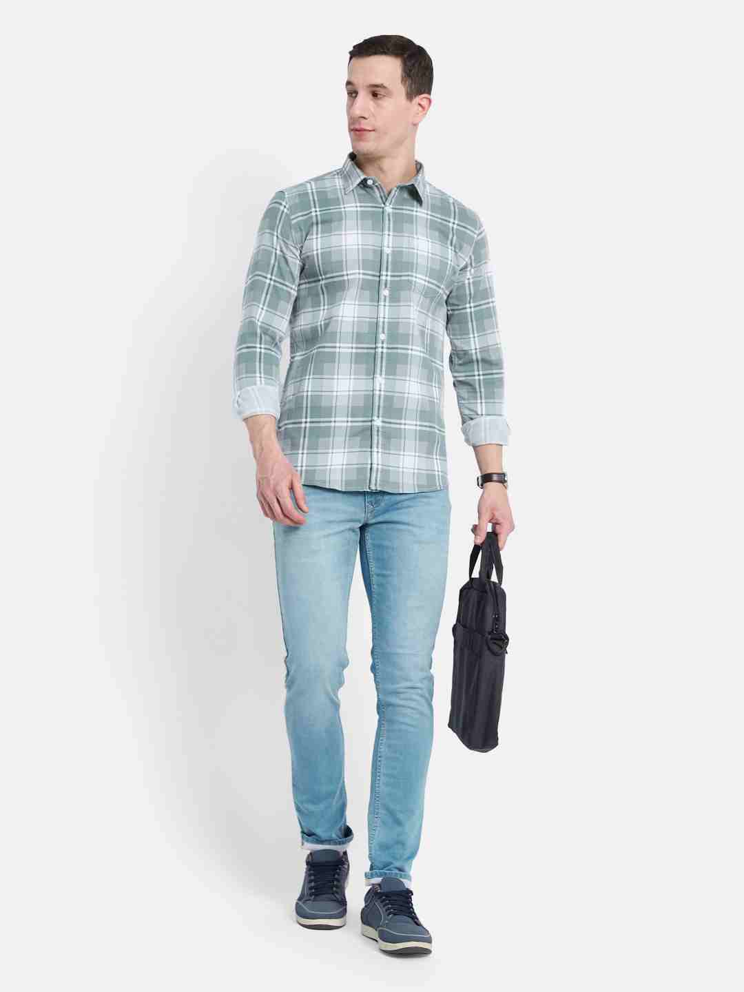 METTLE Men Opaque Checked Casual Shirt