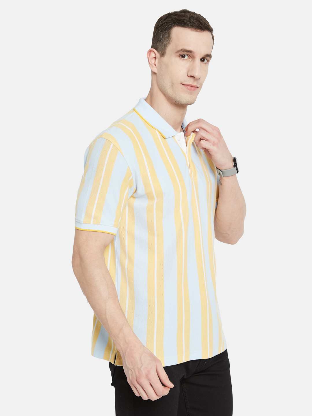 Octave Men Striped Polo Collar T-shirt