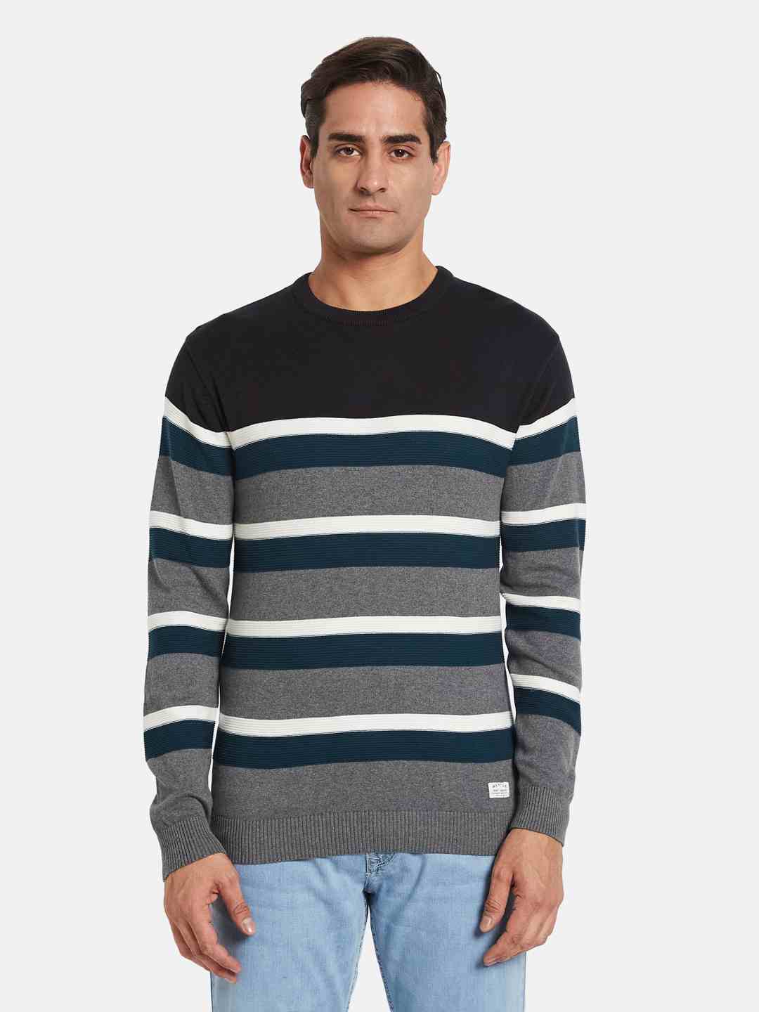 METTLE Men Striped Pullover