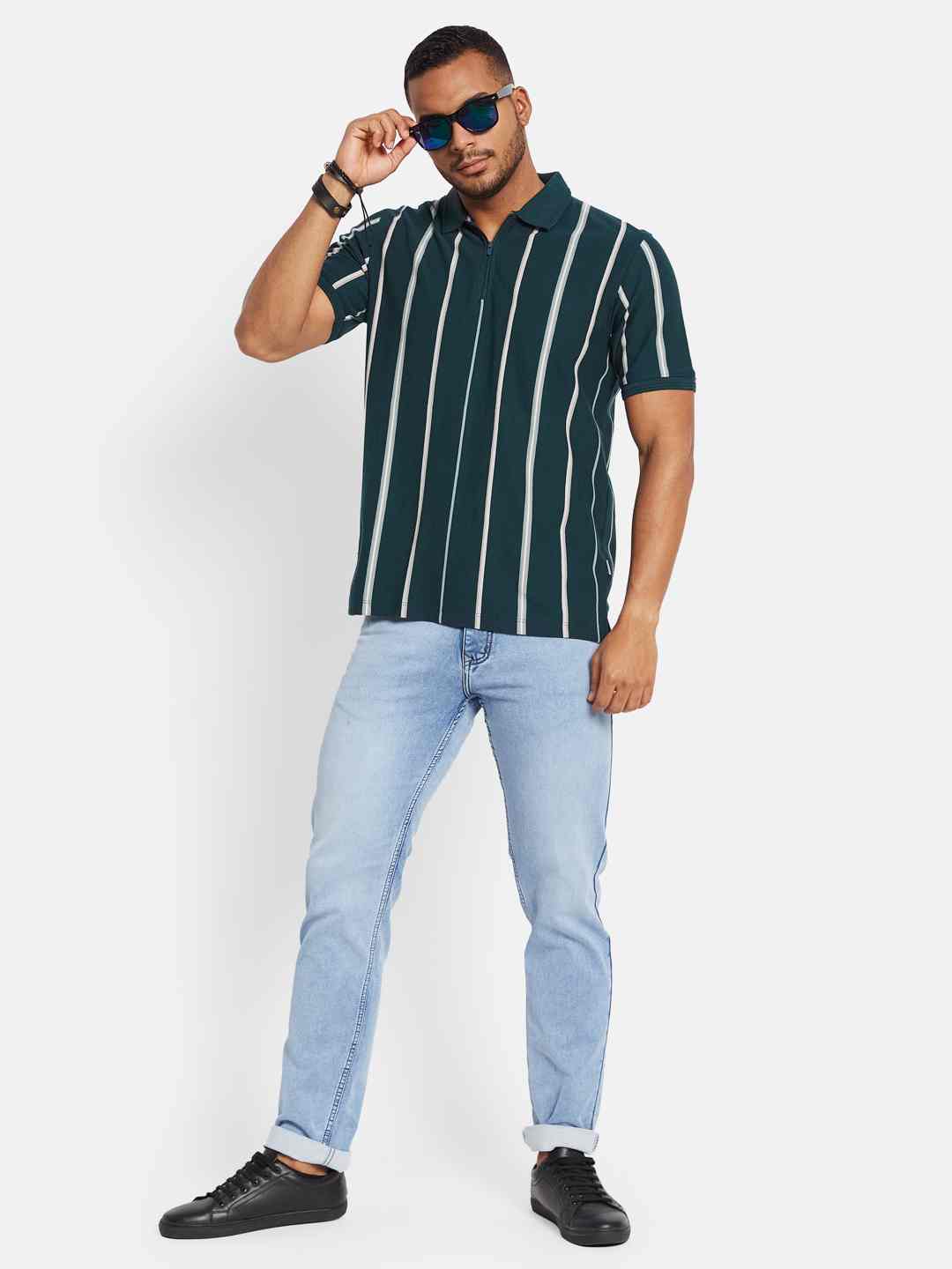 Octave Men Colourblocked Polo Collar T-shirt