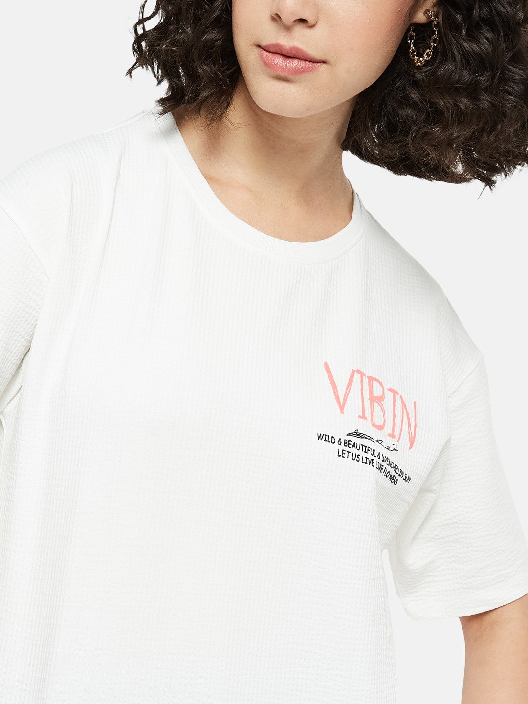 METTLE Women Typography Printed Round Neck Cotton T-shirt
