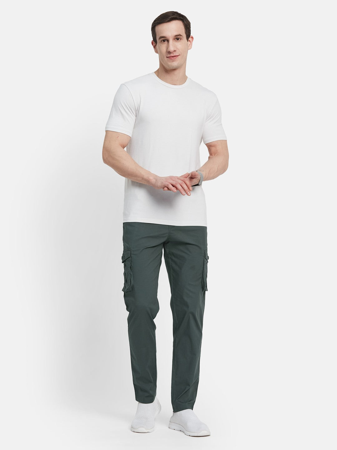 Octave Men Cotton Mid-Rise Cargo Track Pant