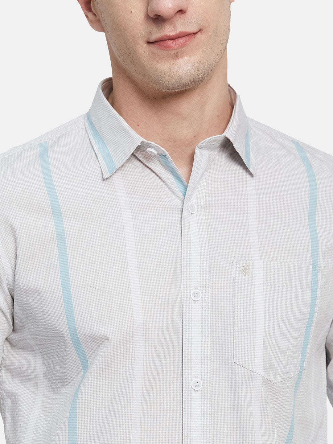 METTLE Men Spread Collar Vertical Striped Cotton Casual Shirt