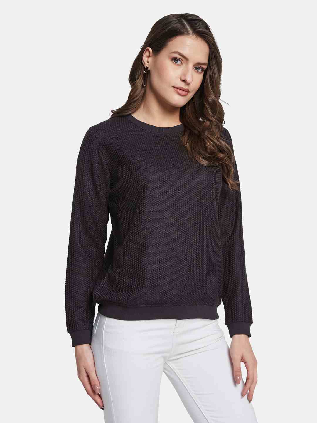 METTLE Women Round Neck Pullover Sweatshirt