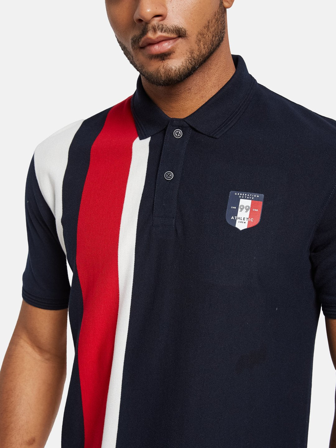 Octave Men Colourblocked Polo Collar T-shirt