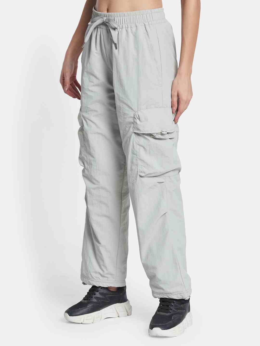 METTLE Women Cotton Mid-Rise Cargo Style Track Pants