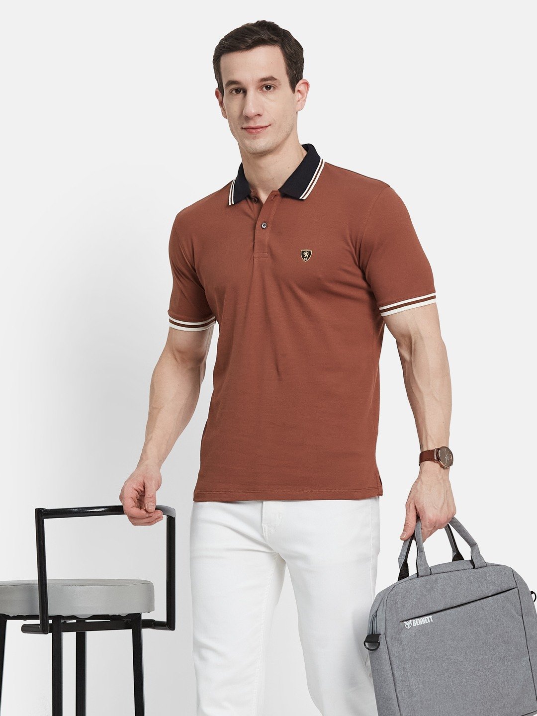 CORE CONTRAST COLLAR POLO PIQUE LYCRA T-SHIRT