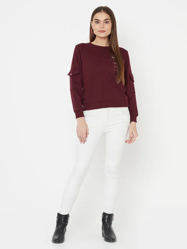 Mettle Women Maroon Sweatshirt