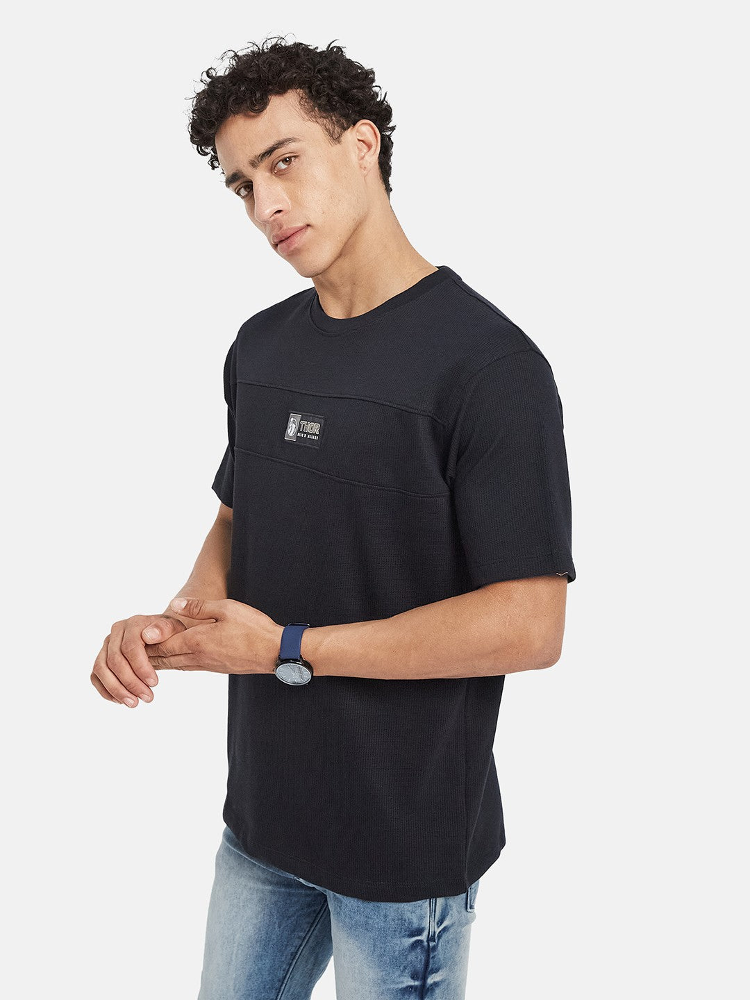 Octave Men Solid Round Neck Cotton T-shirt