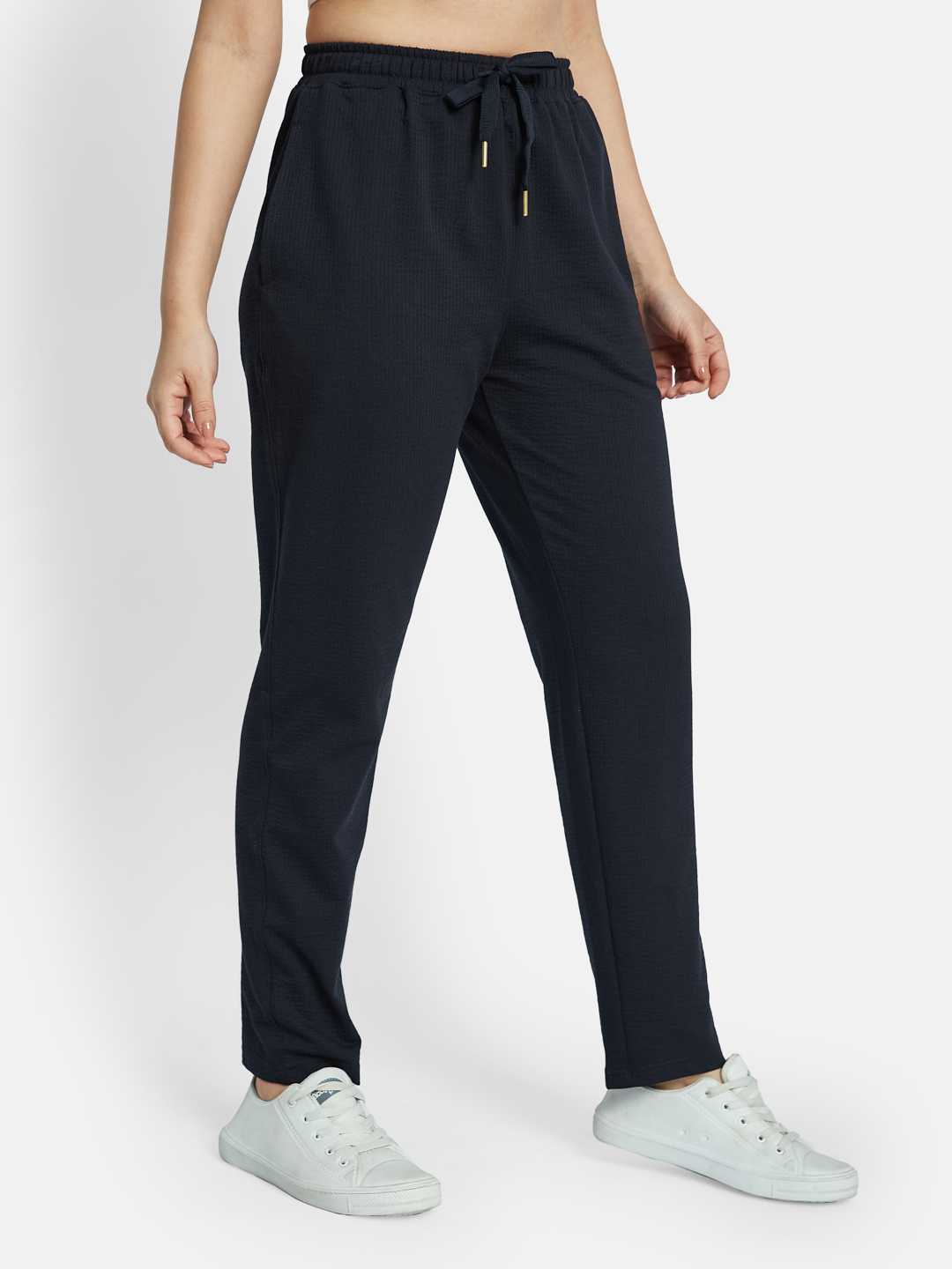 METTLE Women Textured Cotton Track Pants