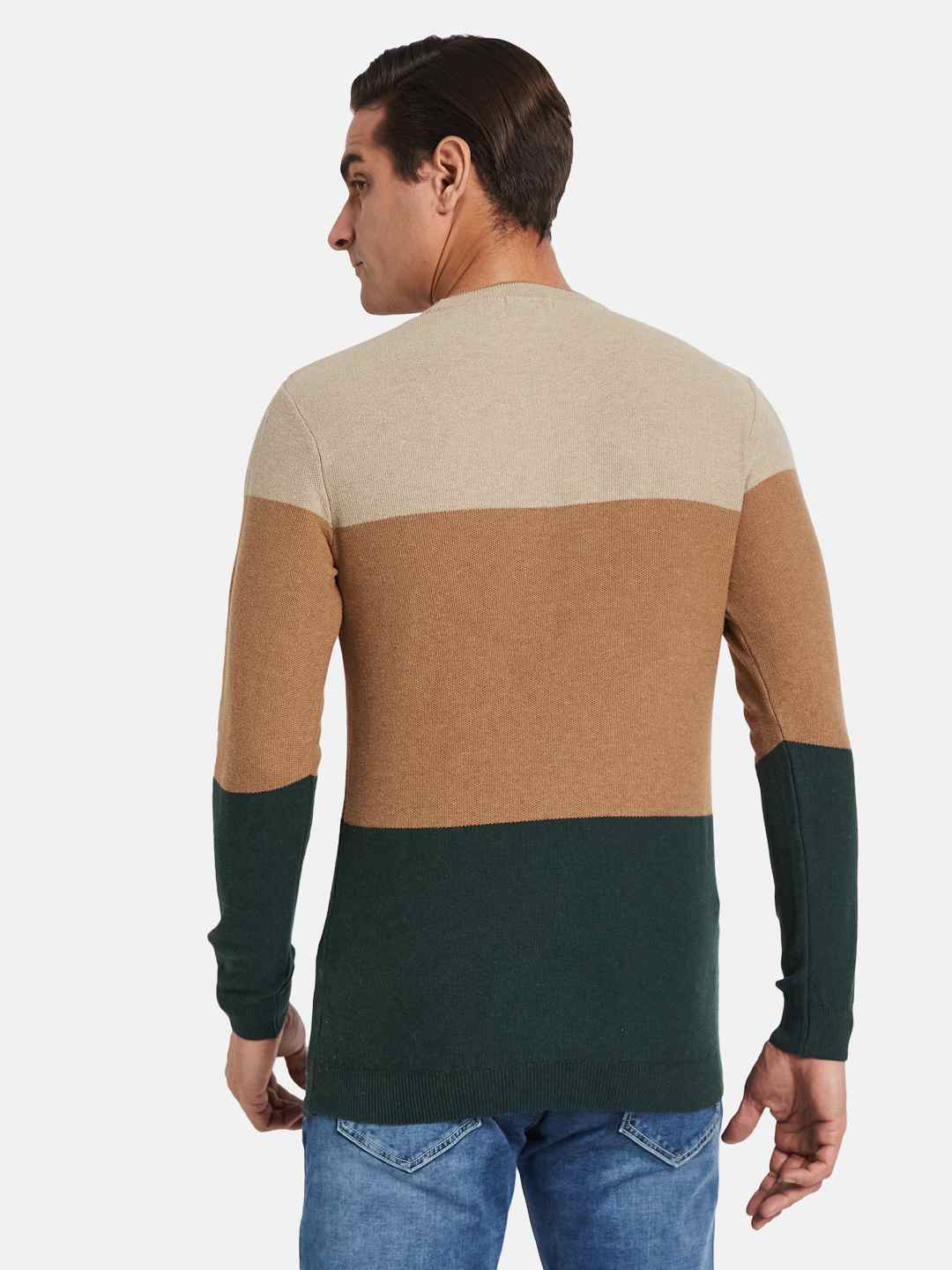 METTLE Men Colourblocked Pullover