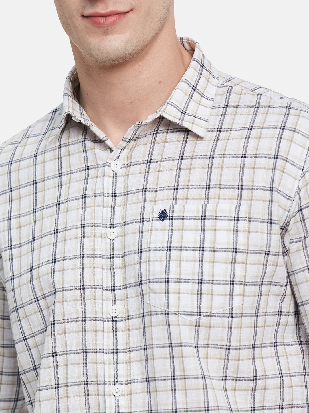 METTLE Men Spread Collar Checked Cotton Casual Shirt