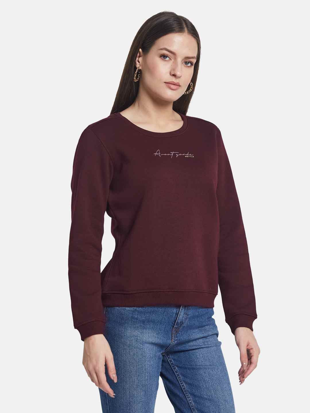 METTLE Women Round Neck Pullover Sweatshirt