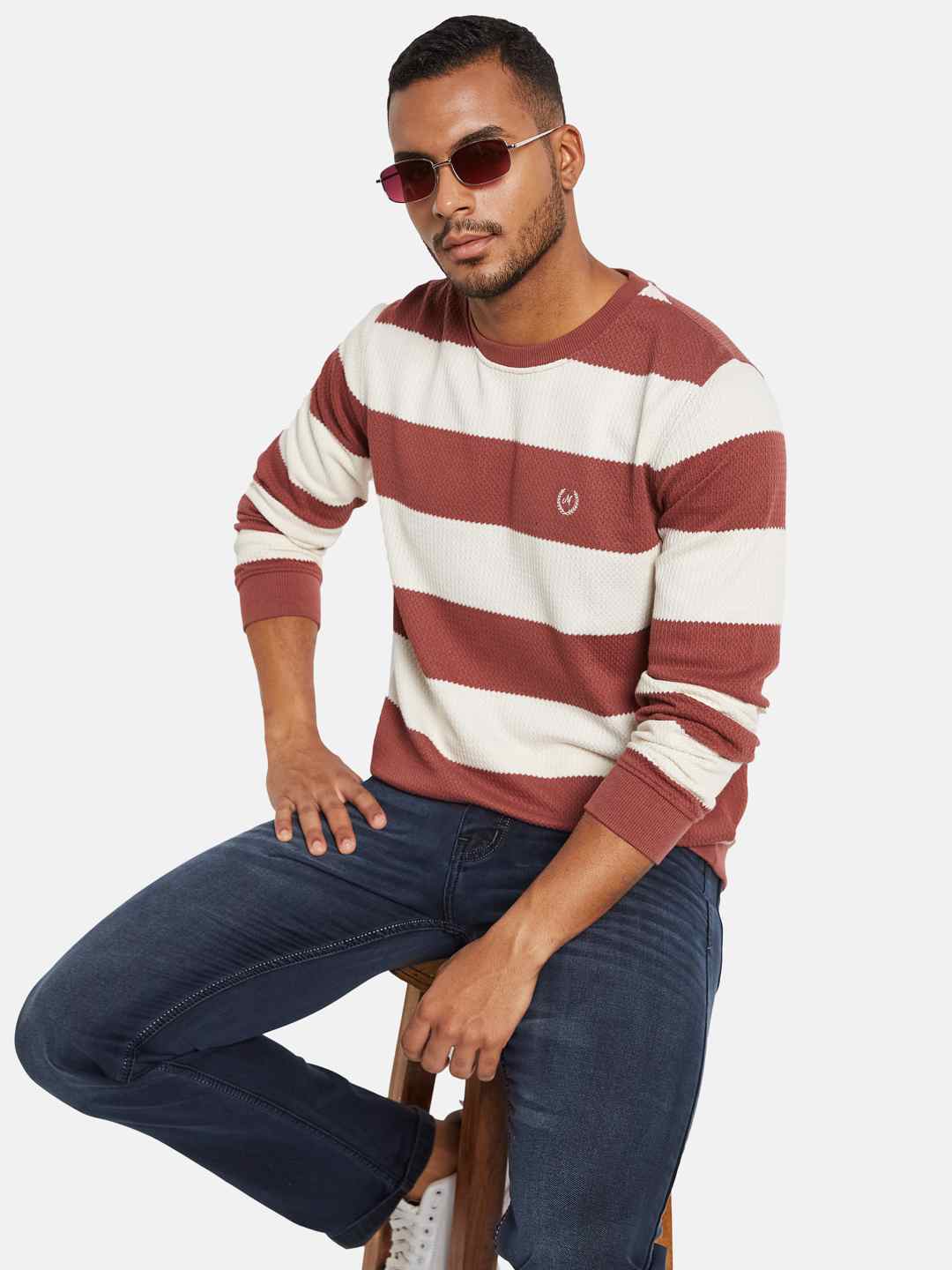 METTLE Men Striped T-shirt