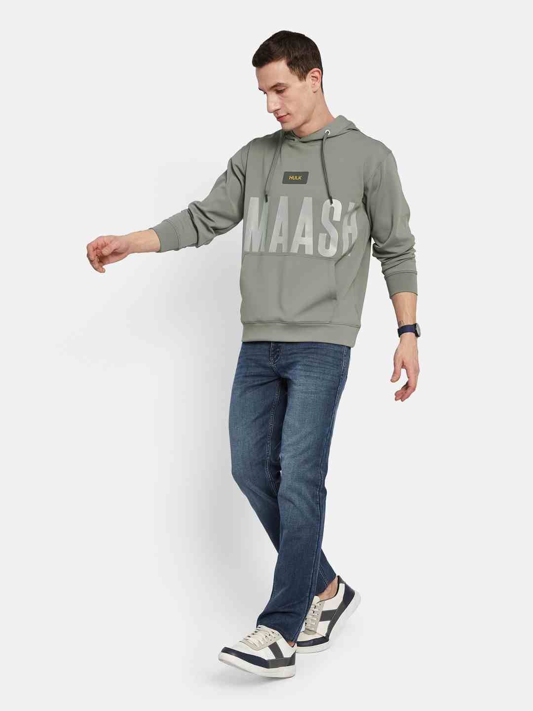 Octave Men Printed Hooded Sweatshirt