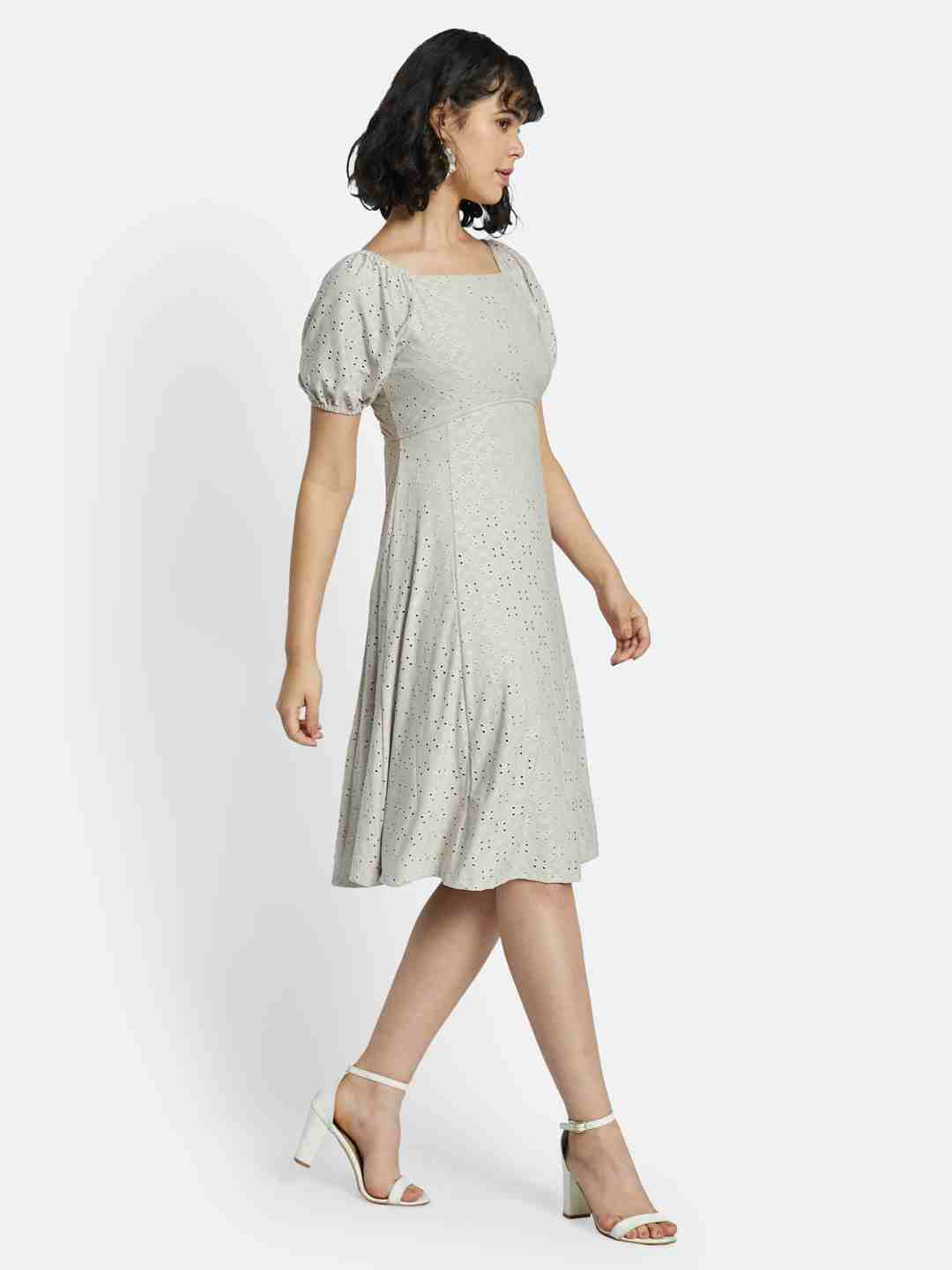 METTLE Puff Sleeve A-Line Dress