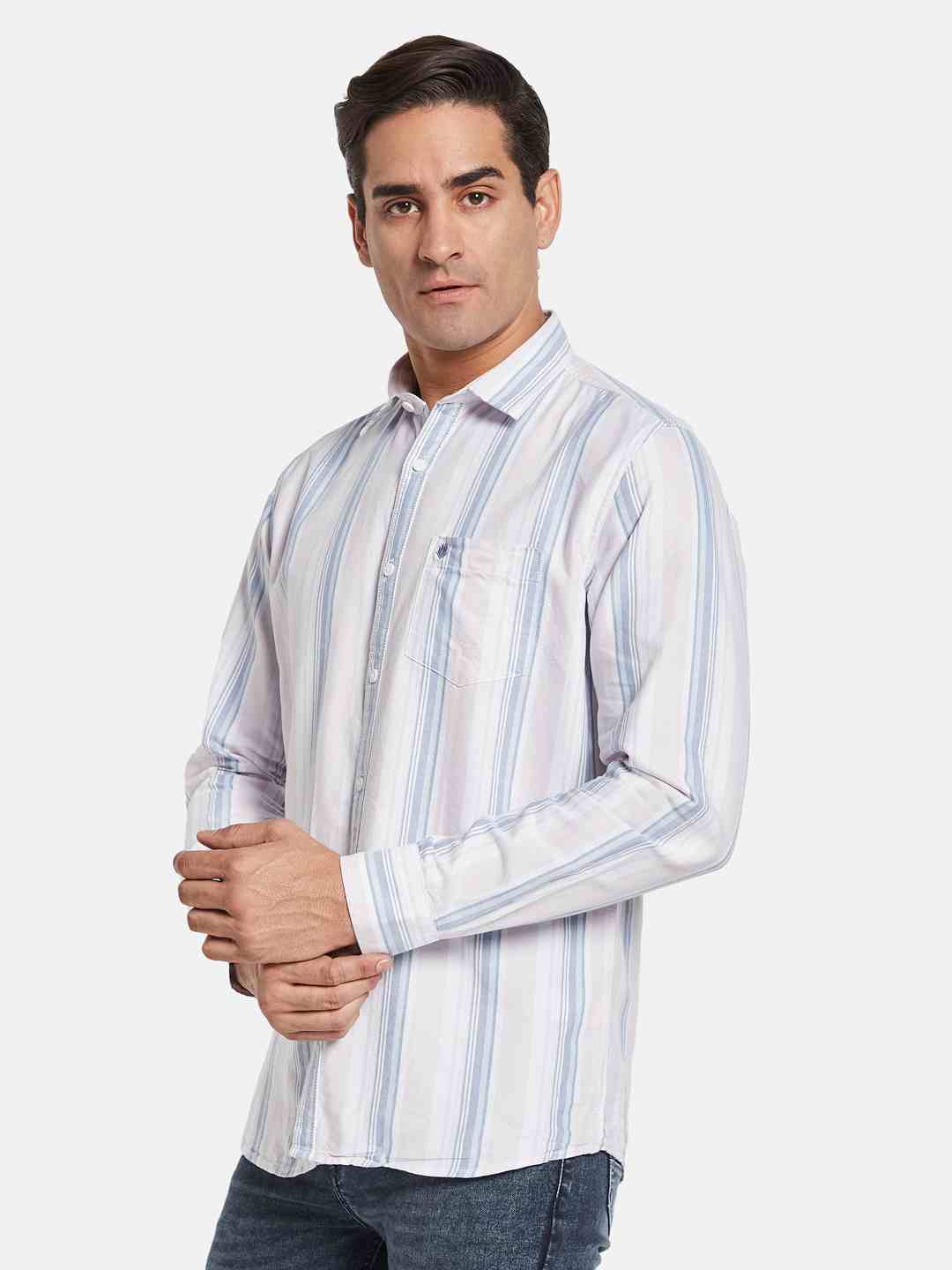 METTLE Men Multi Stripes Opaque Striped Casual Shirt