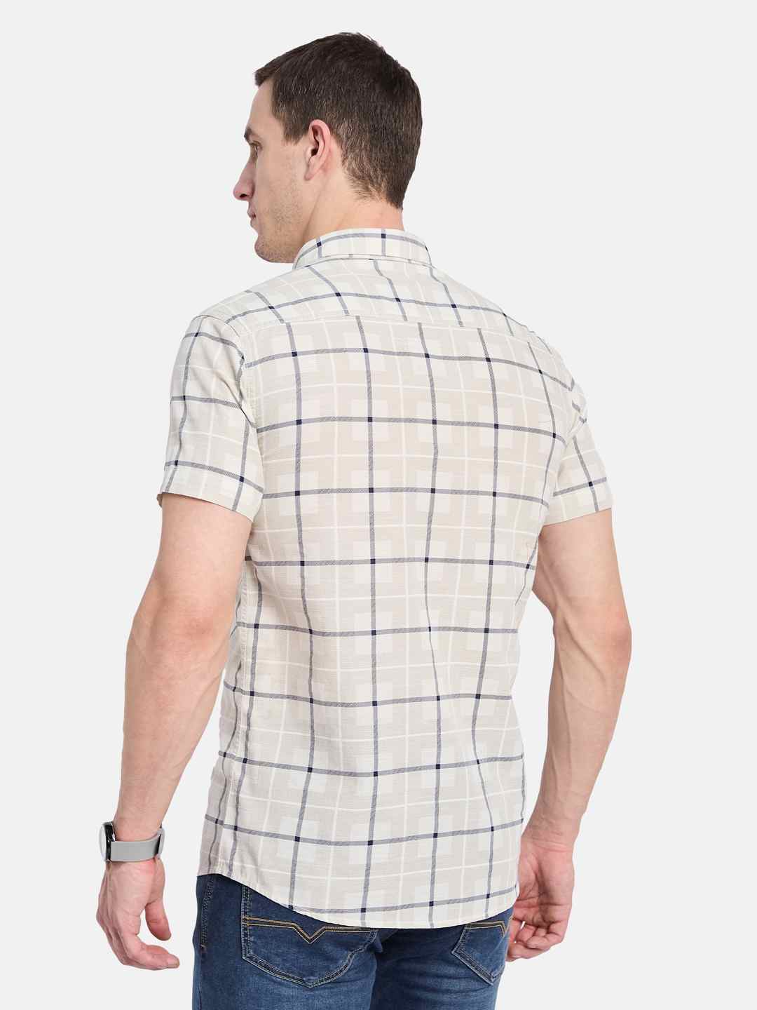 METTLE Men Opaque Checked Casual Shirt