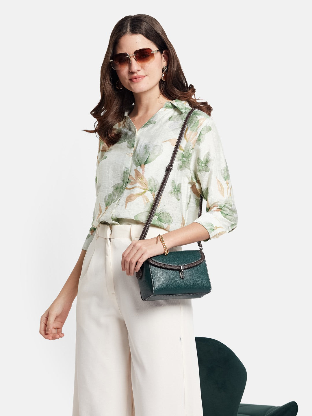 METTLE Women Floral Print Cotton Shirt Collar Shirt Style Top