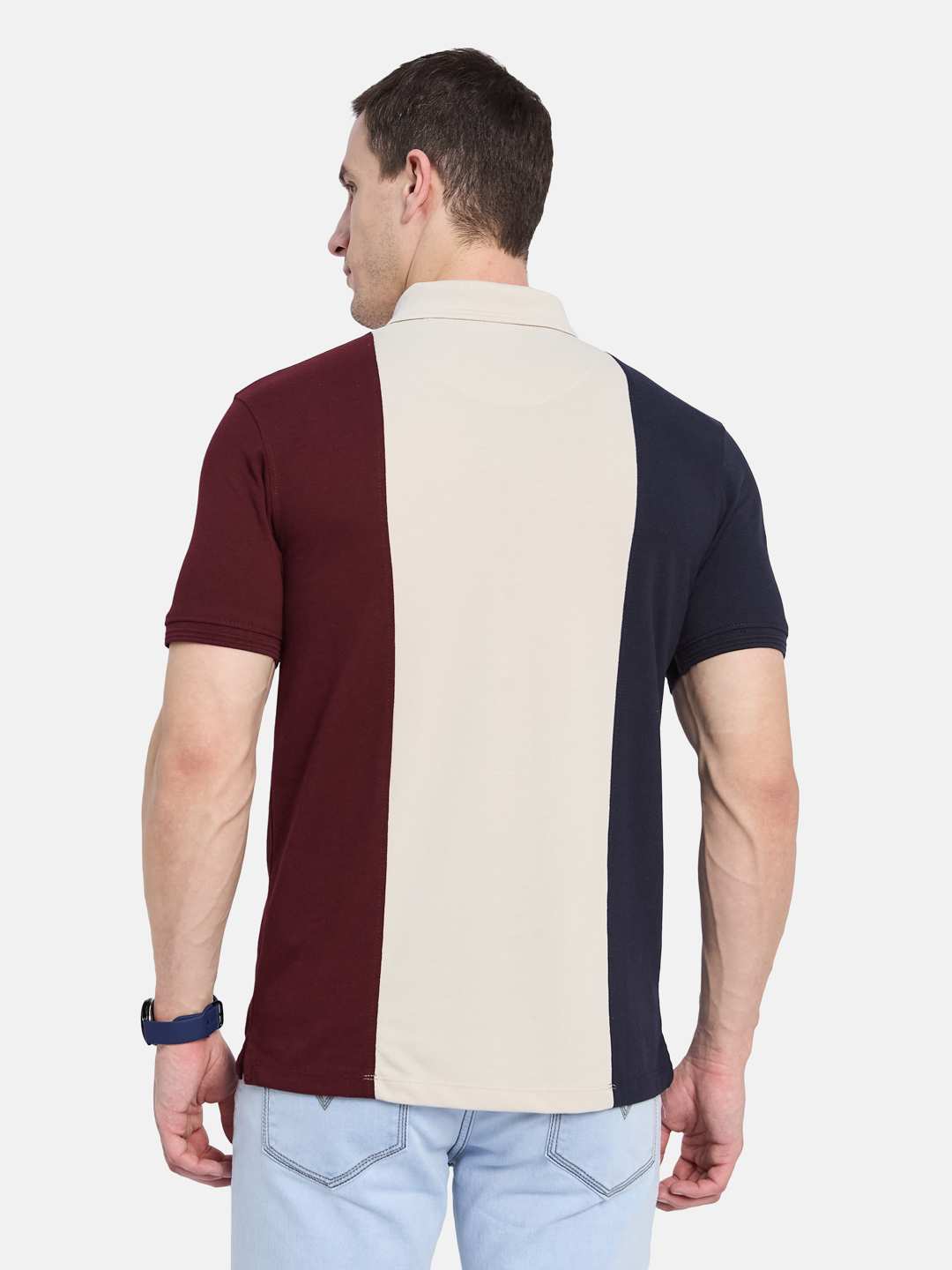 Octave Men Colourblocked Polo Collar T-shirt