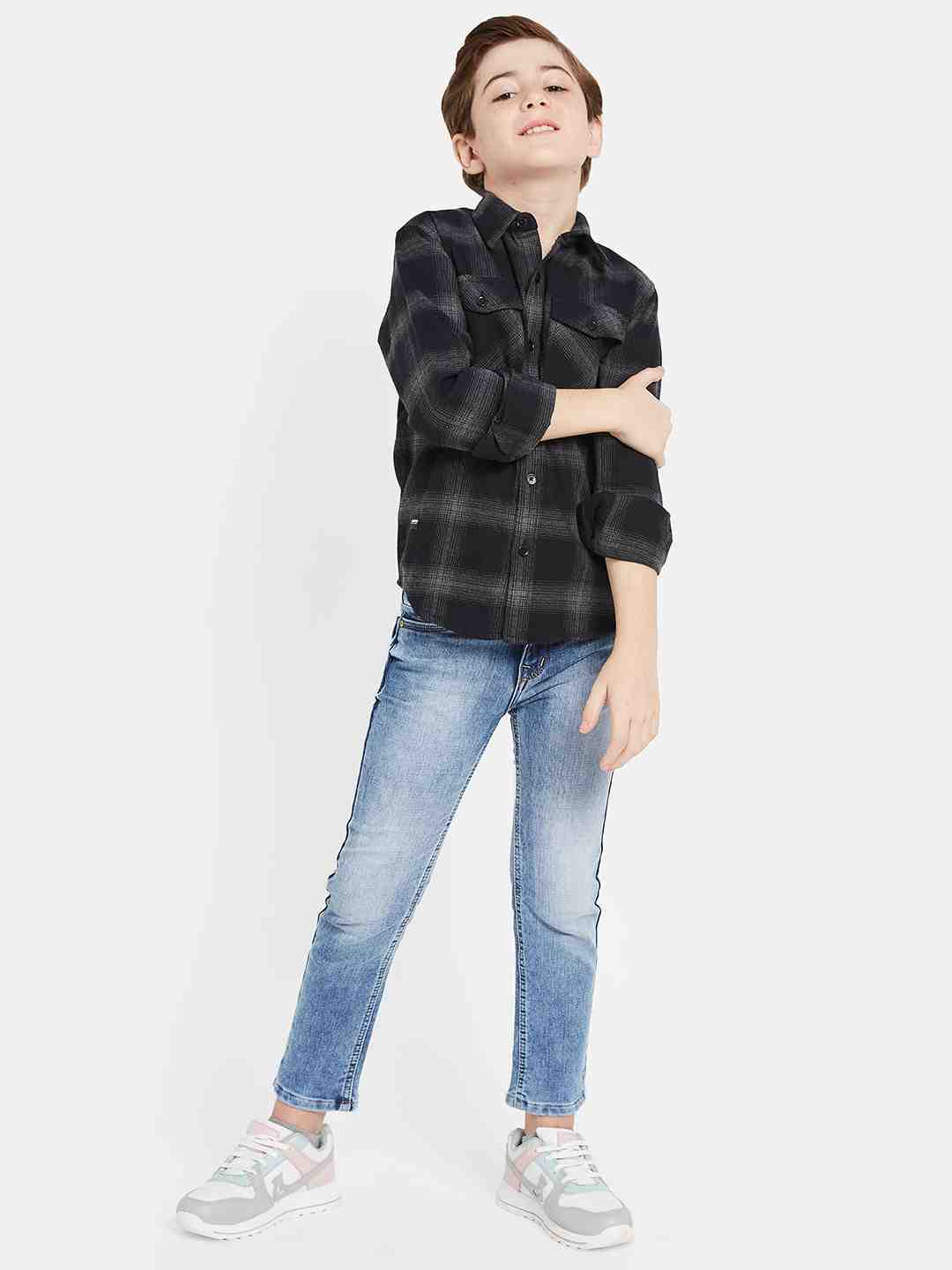 Octave Boys Tartan Checked Cotton Casual Shirt