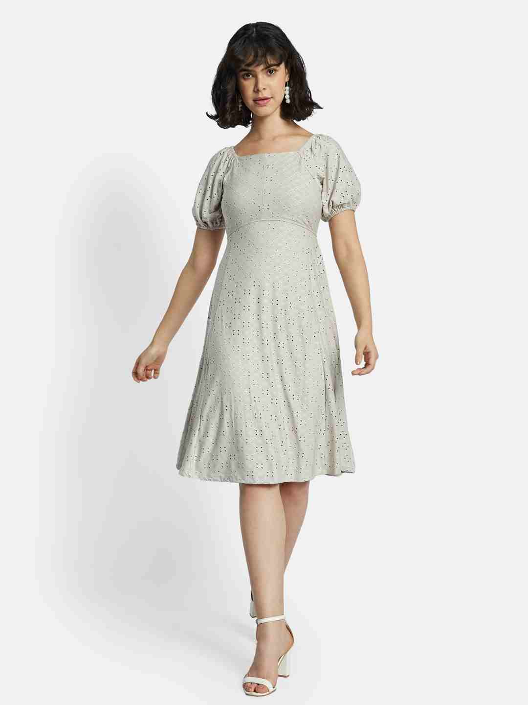 METTLE Puff Sleeve A-Line Dress