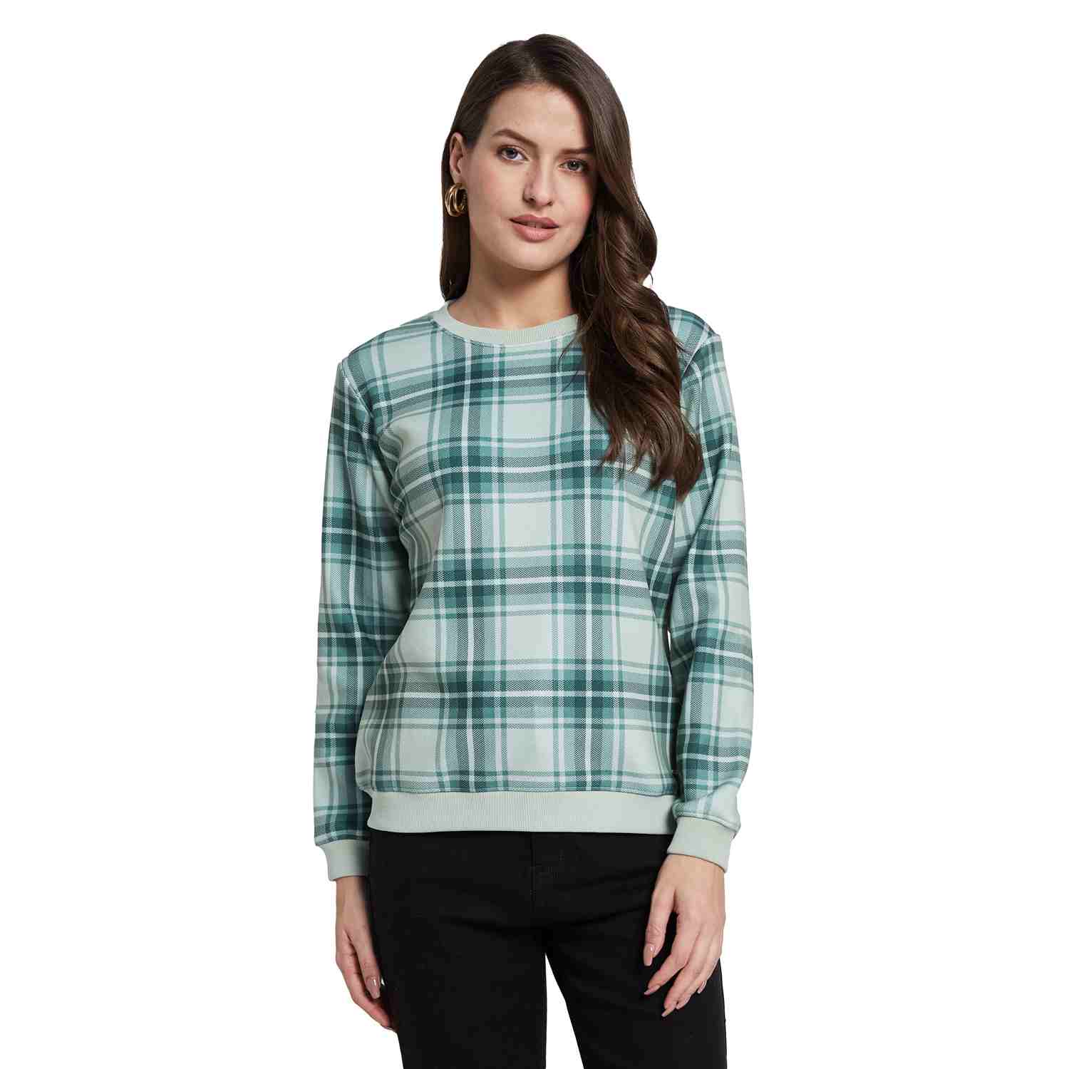 METTLE Women Checked Sweatshirt