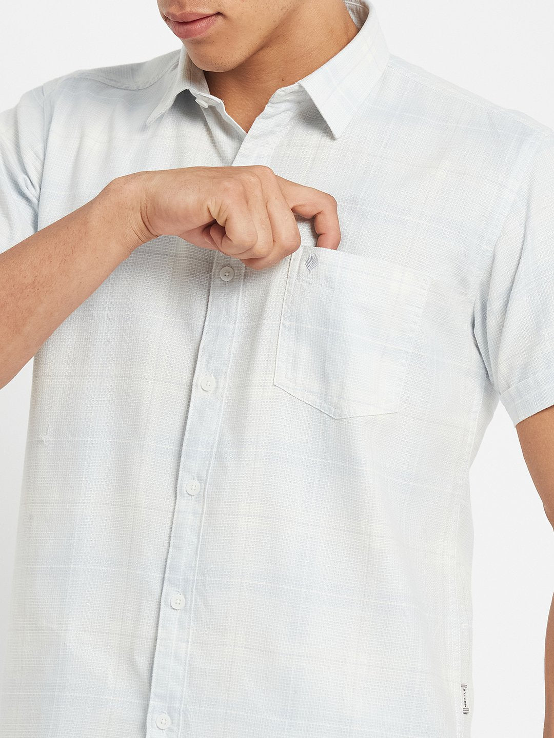 METTLE Men Checked Spread Collar Cotton Casual Shirt