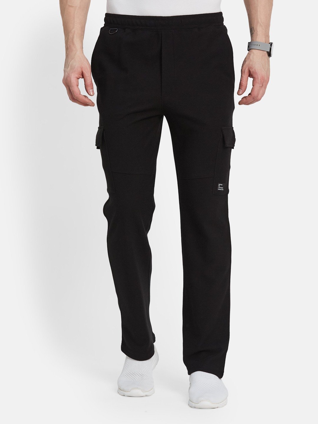 Octave Men Cotton Mid-Rise Slim Fit Cargo Track Pant