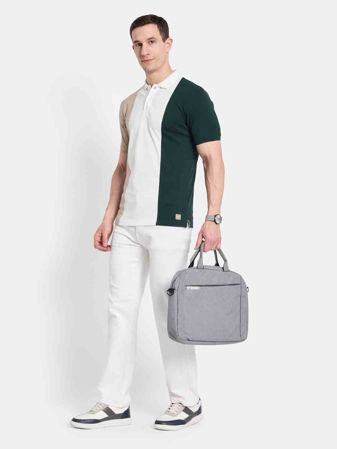 Octave Men Colourblocked Polo Collar T-shirt