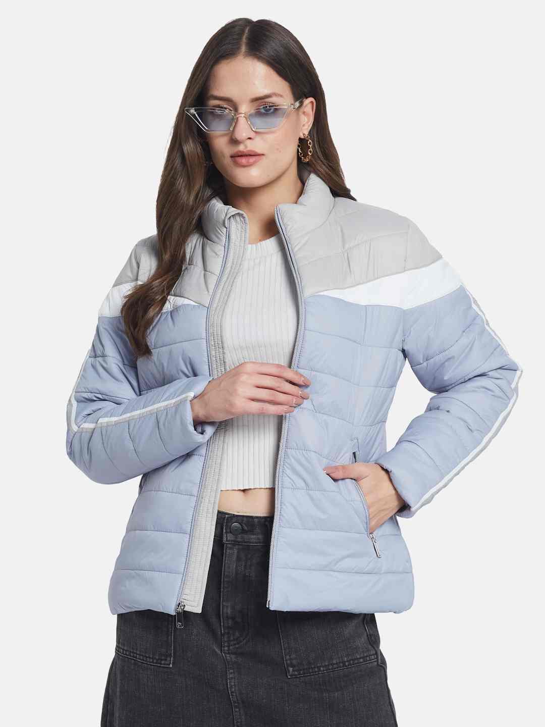 METTLE Women Colourblocked Padded Jacket