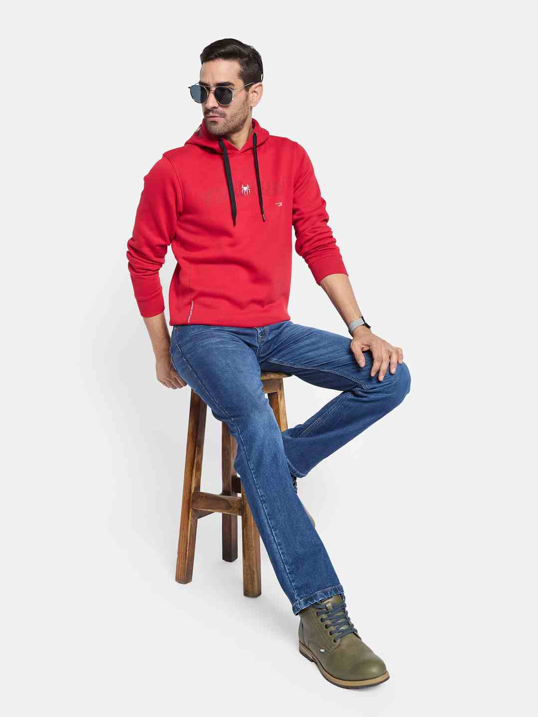 Octave Men Printed Hooded Sweatshirt