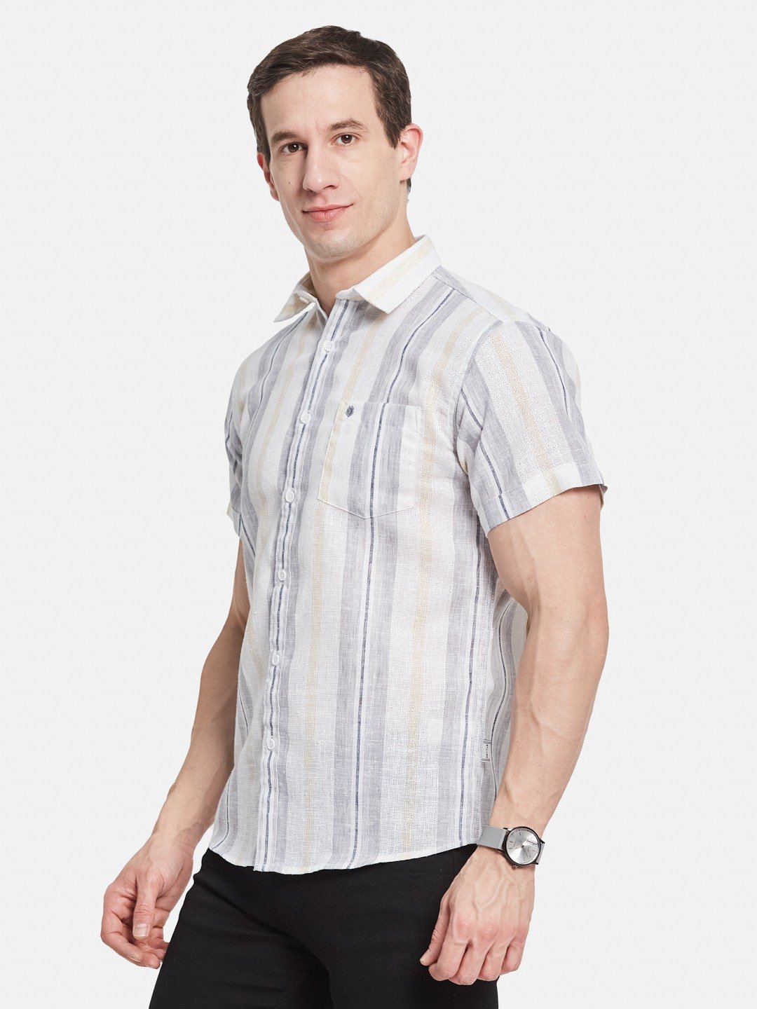 METTLE Men Multi Stripes Opaque Striped Casual Shirt