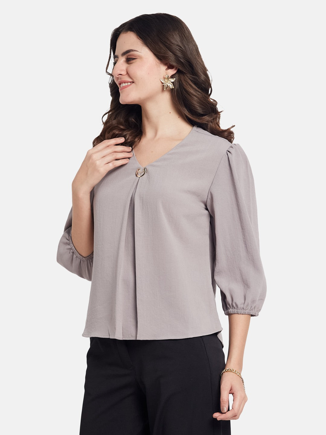 METTLE Puff Sleeves Regular Cotton Top