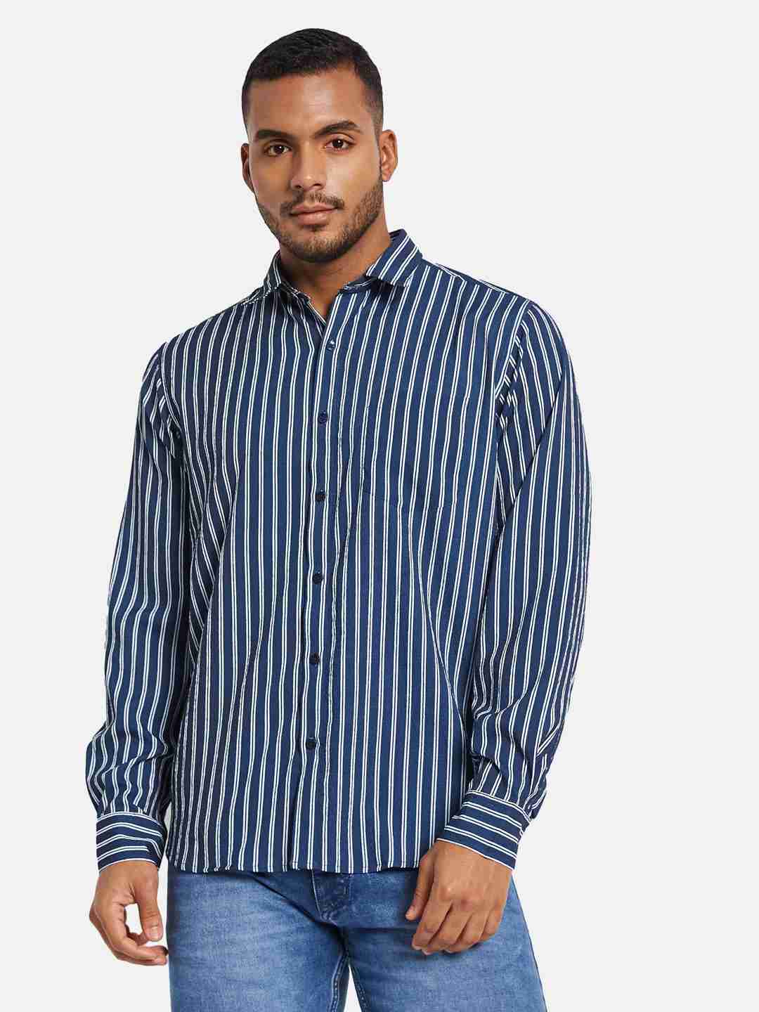 METTLE Men Multi Stripes Opaque Striped Casual Shirt