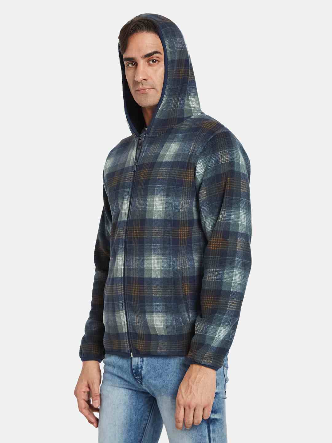 Octave Men Colourblocked Long Sleeves Hooded Sweatshirt