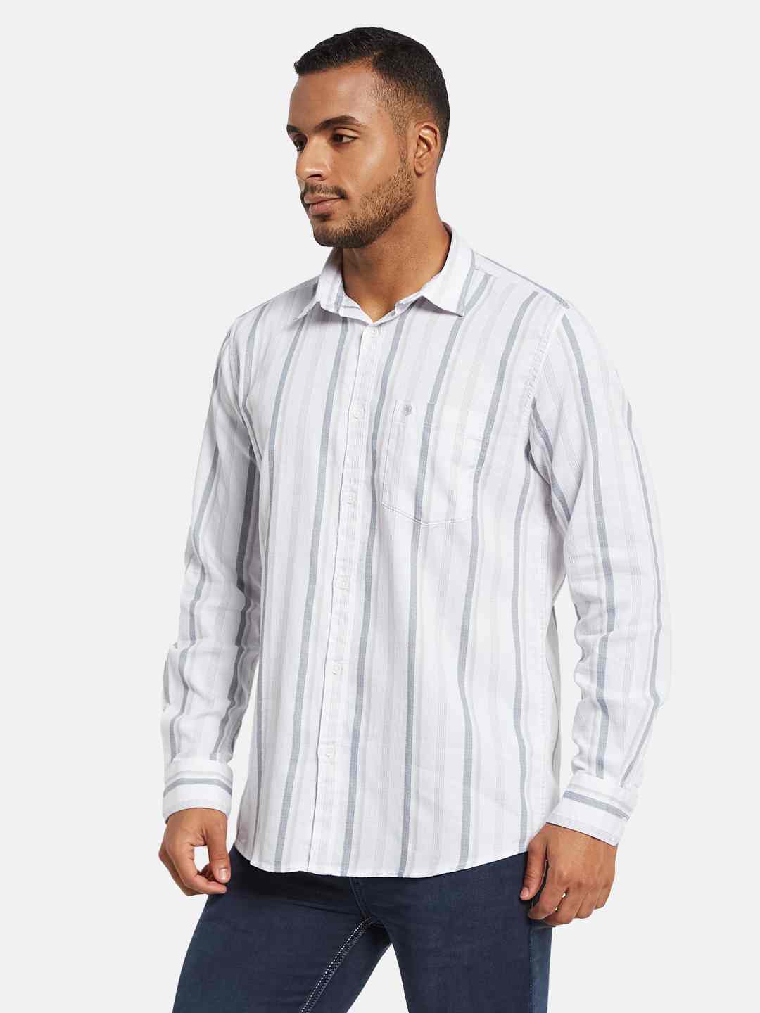 METTLE Men Multi Stripes Opaque Striped Casual Shirt