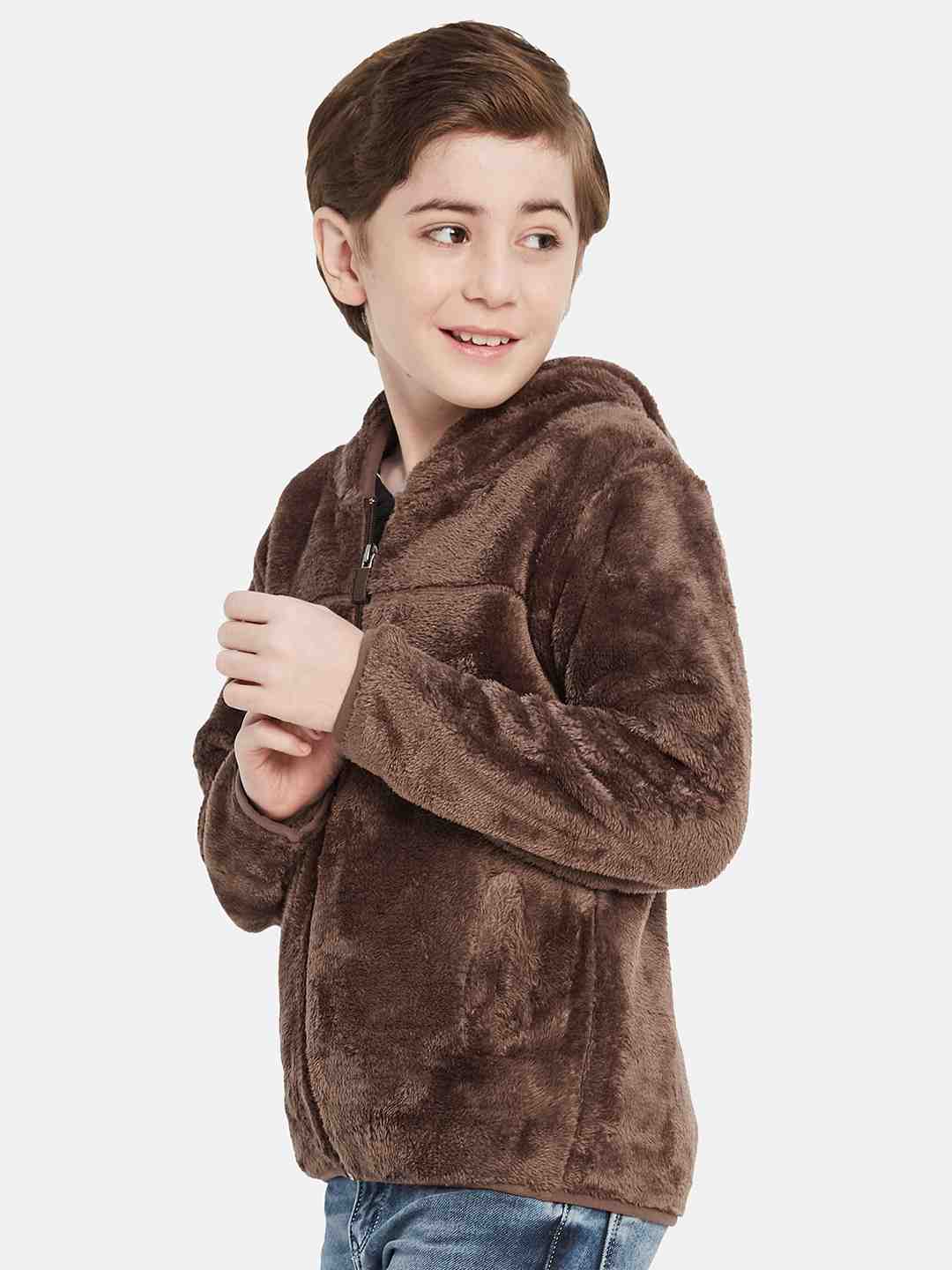 Octave Boys Self Design Hooded Fleece Sweatshirt