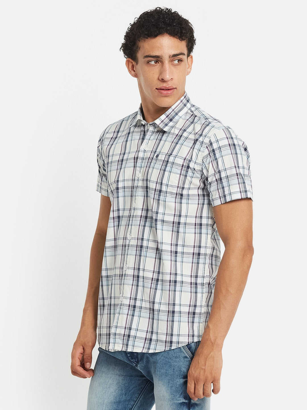 METTLE Checked Short Sleeves Cotton Shirt