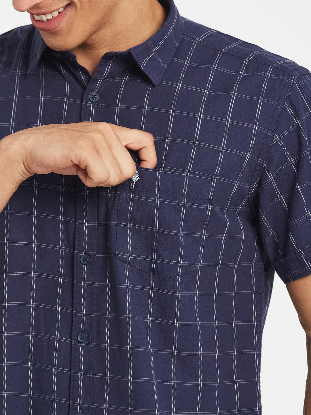 METTLE Checked Short Sleeves Cotton Shirt