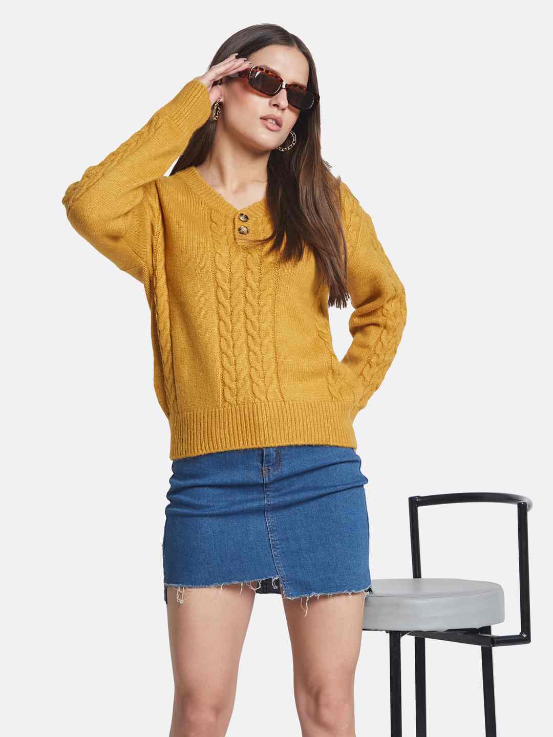 METTLE Women Cable Knit Cardigan