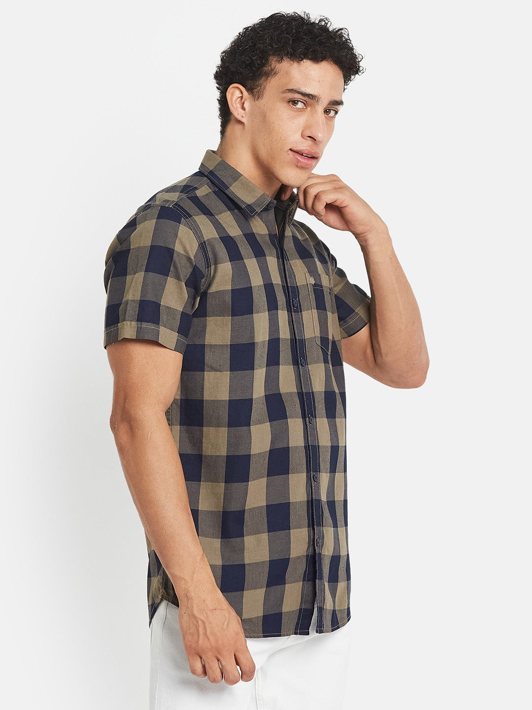 METTLE SS25 Striped Cotton Spread Collar Casual Shirt