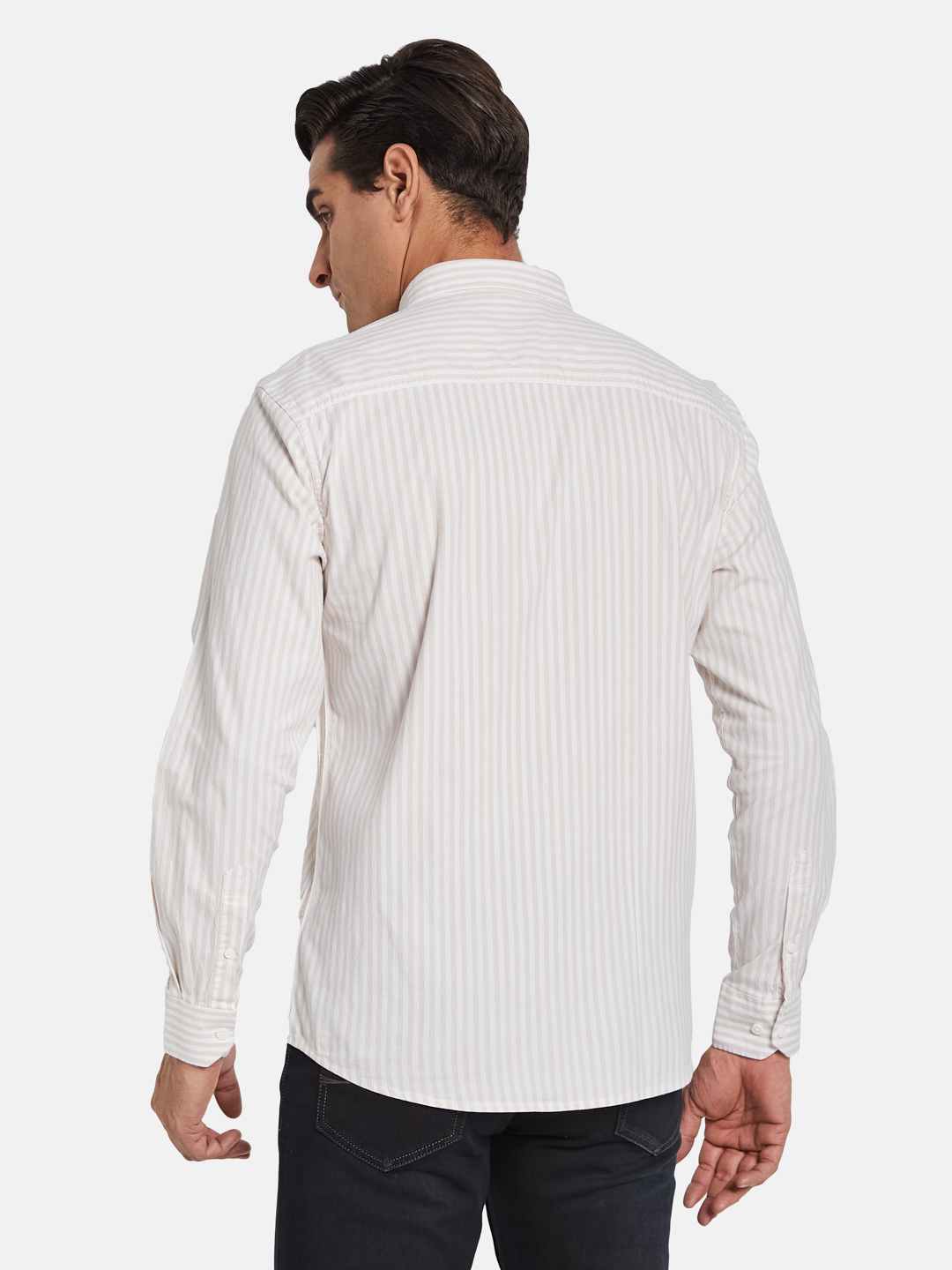 METTLE Men Multi Stripes Opaque Striped Casual Shirt
