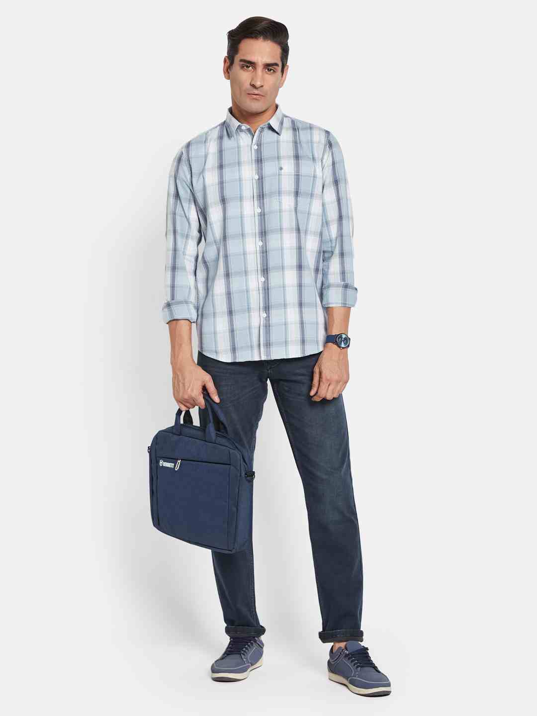 METTLE Men Opaque Checked Casual Shirt