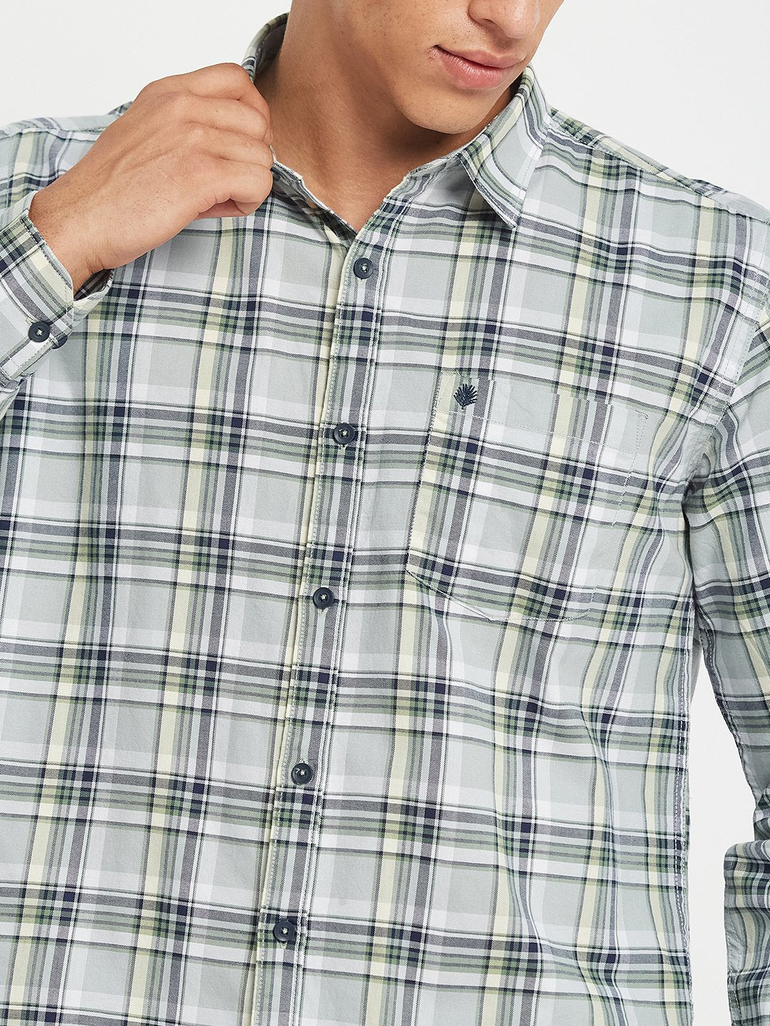 METTLE Men Tartan Checked Spread Collar Cotton Casual Shirt