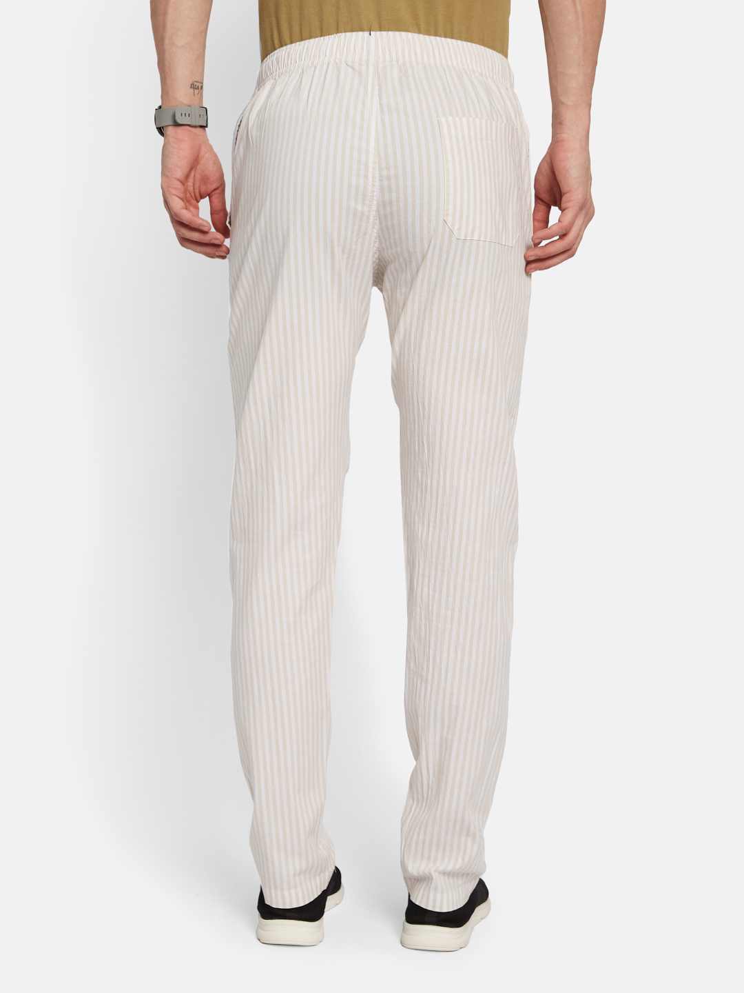 Octave Men Striped Cotton Track Pants