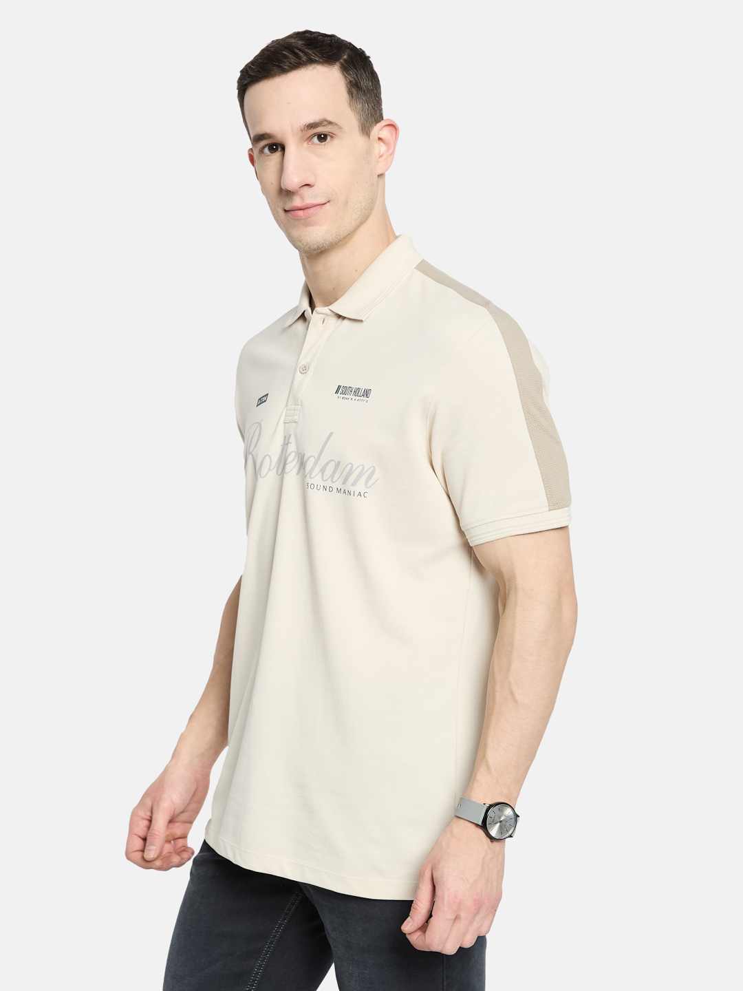 Octave Men Printed Polo Collar T-shirt